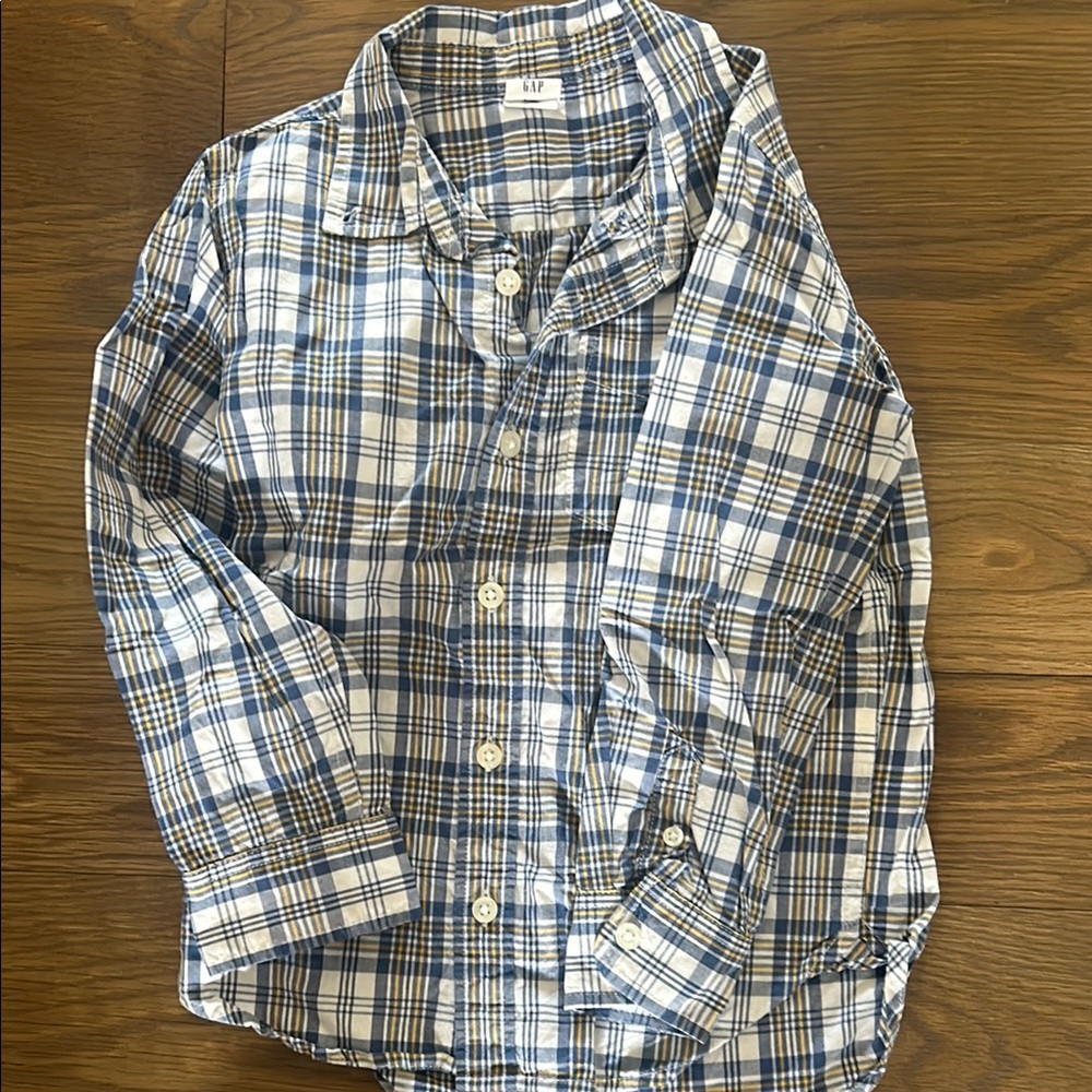 Plaid Kids Shirt in Blue and White